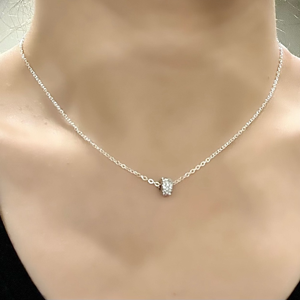 Sterling Silver CZ charmed pendant and necklace (silver)